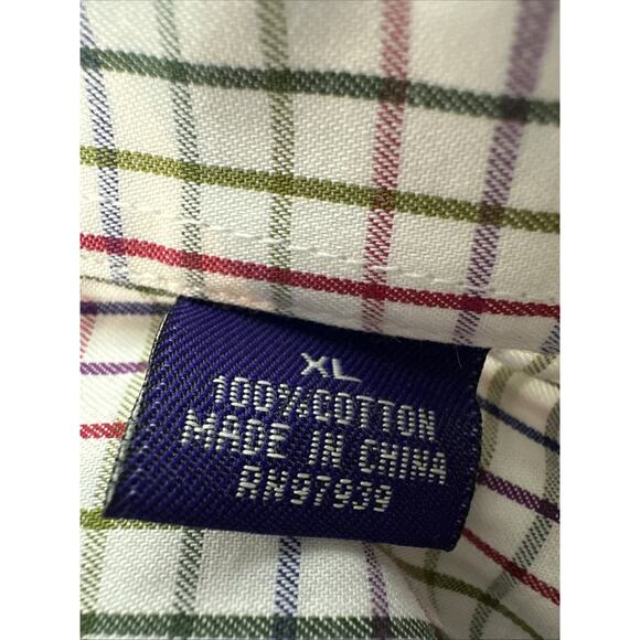 Alan Flusser Multicolor Plaid Long Sleeve Button Up 100% Cotton Size XL - Picture 9 of 10